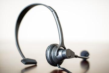 Telephone Headset on a Desk