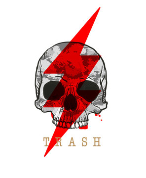 Trash. Skull with Lighting Bolt