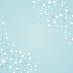 Structure molecule and communication Dna, atom, neurons. Science concept for your design. Connected lines with dots. Medical, technology, chemistry, science background. Vector illustration