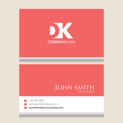 DK Logo | Business Card Template | Vector Graphic Branding Letter Element | White Background Abstract Design Colorful Object
