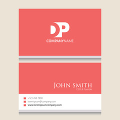 DP Logo | Business Card Template | Vector Graphic Branding Letter Element | White Background Abstract Design Colorful Object