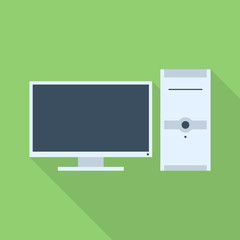 Desktop computer, monitor, system unit. Vector illustration. Icon vector illustration.