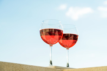 Two glasseses of rose wine 