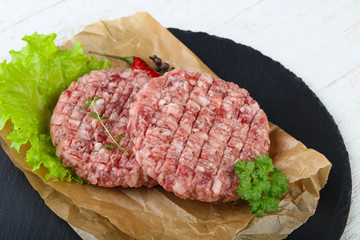 Raw burger cutlet