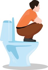 Man wrong sitting on the toilet