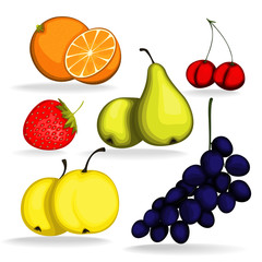 Juicy fruits on a white background. Vector illustration.