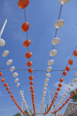 farolillos de colores en la feria de Sevilla, Andalucía, España