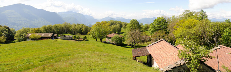 Rural houses on the mountains over Lugano