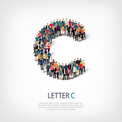 group  people  shape letter C vector