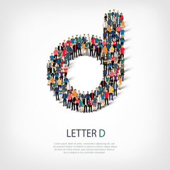 group  people  shape letter D vector