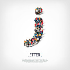 group  people  shape letter J vector