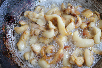 fried soft pig fatty tissue