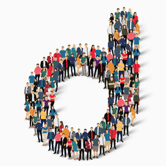 group  people  shape letter D vector