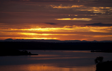 Sunrise over the Kazinga channel. Africa. Uganda