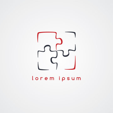 puzzle jigsaw logo sign template