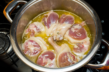Duck confit during the preparation
