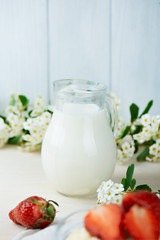 fresh strawberry and milk