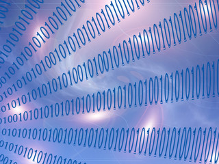 Abstract deep sea coloring gradients background with visual lens flare wave effects,binary code numbers one and zero