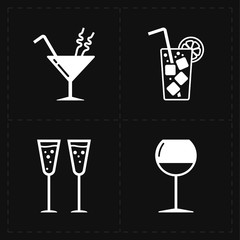 four modern flat bar icons