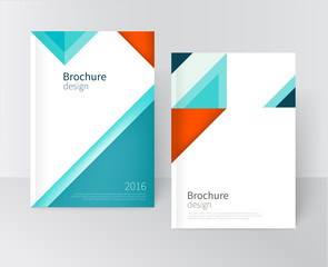 Brochure, leaflet, flyer, cover template. Modern Geometric Abstract background blue & red triangles. diagonal vertical composition minimalistic design concept/ vector-stock illustration 10 EPS.