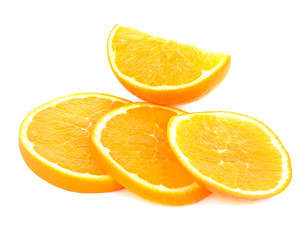 Orange slices on white background