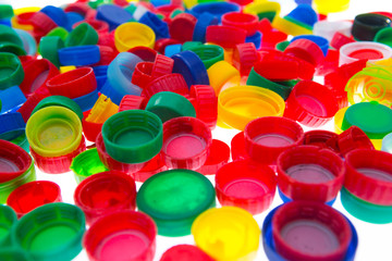 Recycle plastic bottle caps, color plastic caps