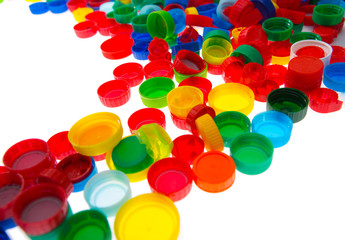 Recycle plastic bottle caps, color plastic caps