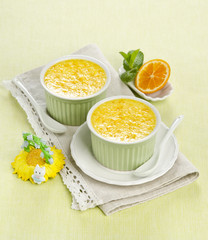 cream dessert with tangerine