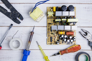 circuit board and equipment repair in the service workshop
