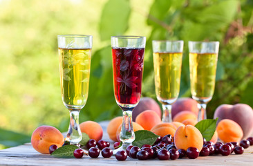 Sweet wine with apricots and cherries