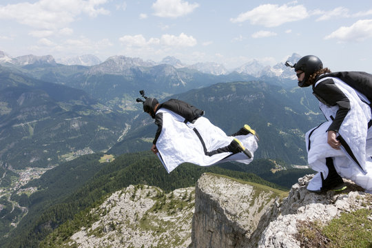 Two men in wingsuits