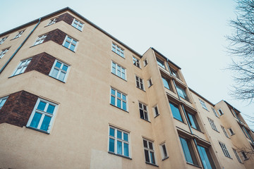 yellow facade of building