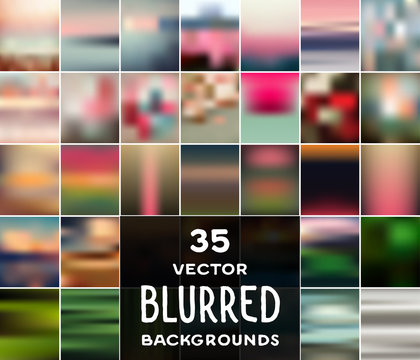 Collection of 35 vector blurred backgrounds.