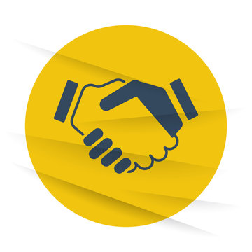 Dark Handshake Agreement icon label on wrinkled paper