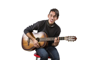 Obraz premium Lead guitarist. Isolated on the white background.