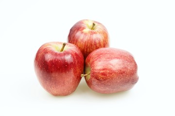 Red apples, isolated on white background.