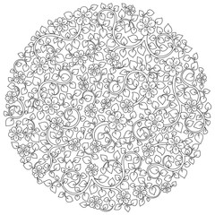 Black and white circle flower ornament, ornamental round lace de