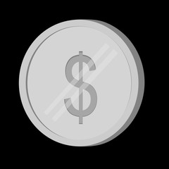 Dollar Silver Coin at black background