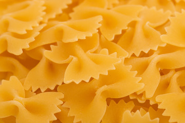 Farfalle bow pasta uncooked close up 