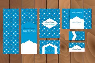 Original business set or menu set with arabic geometric pattern with stars.