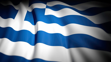 3D rendering, wavy flag Greece , closeup background