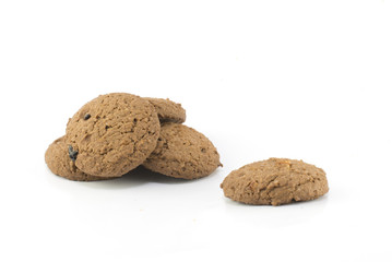 Chocolate cookie on white