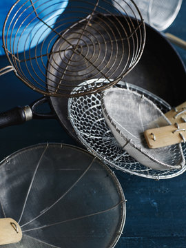 Metal sieves and strainers