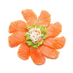 Sliced salmon isolated on white background