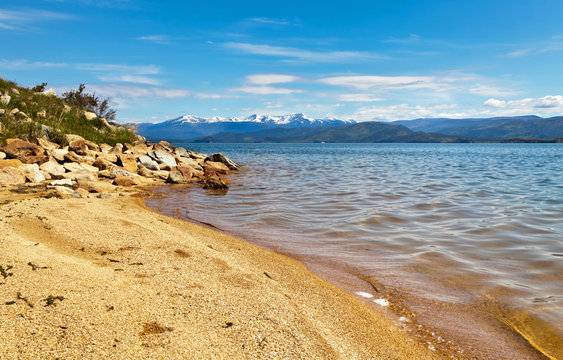 Lake Baikal shore. Chivyrkuiskij Zaliv in June