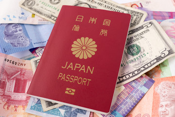 Japanese passport and world currency