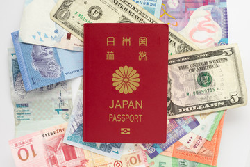 Japanese passport and world currency