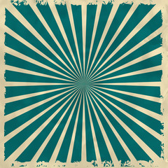 Retro background with green radial rays