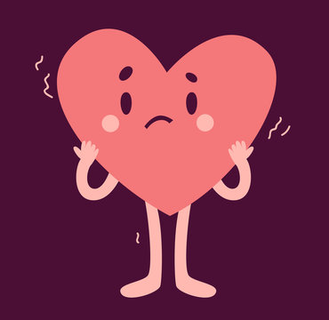 Cute Heart Character Affraid