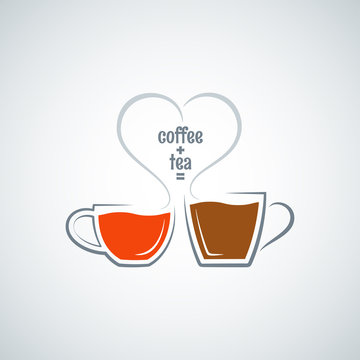 coffee and tea love concept vector background